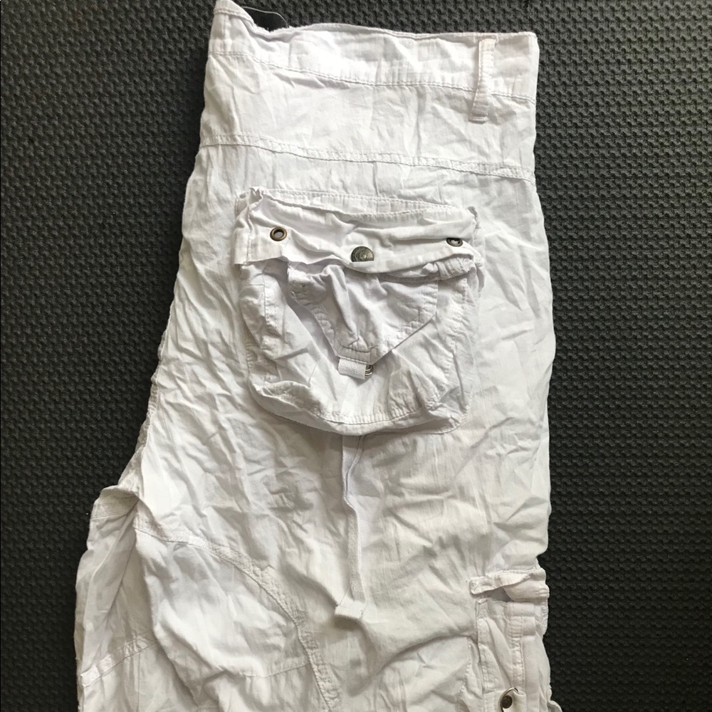 White Mens Cargo Grunge Shorts Size 36 Waist